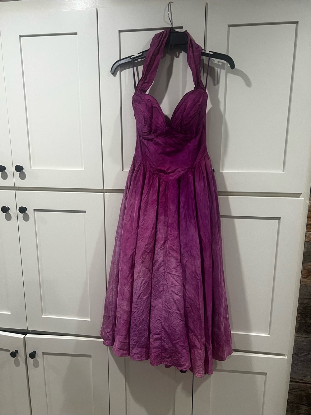 Vintage 1980s TD4 Electra Purple Tie dye Halter Prom Cocktail Dress XS